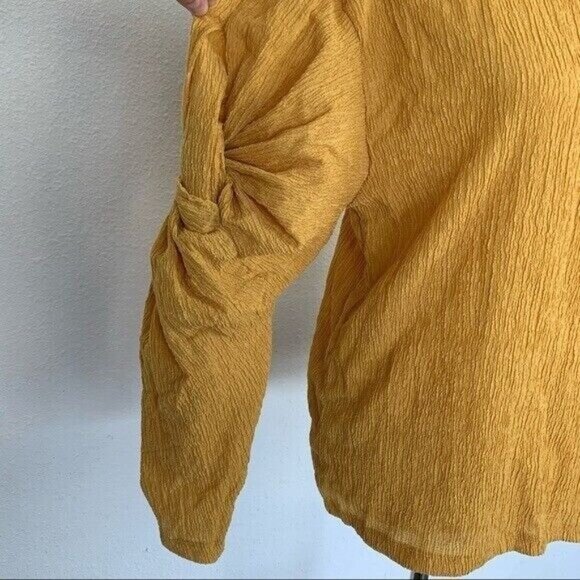 Zara Top Small Mustard Yellow Crewneck Long Sleeve Fall Streetwear - Picture 2 of 7